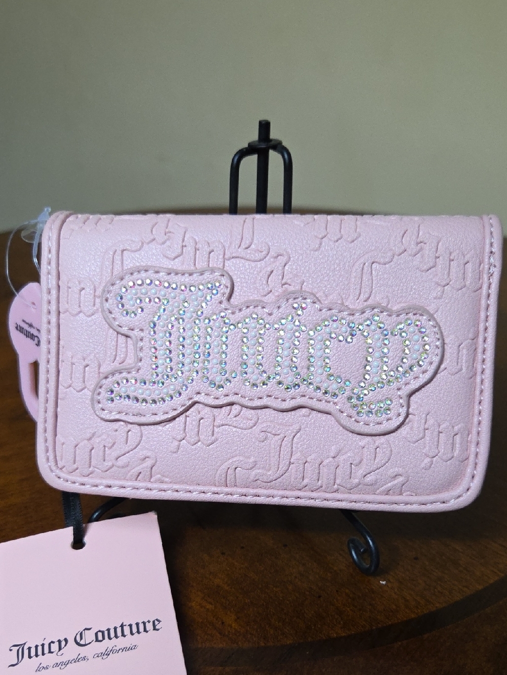 JUICY COUTURE NEW Bifold Pink Diamond Multicolored Rhinestones Wallet NWT Long